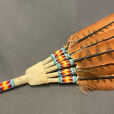 Lakota Beaded Dance Fan with Imitation Red-Tailed Hawk Feathers   (WHC21)