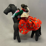 Navajo Fabric Horse with Woman and Children, authentic Native American   (WHC13)