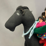 Navajo Fabric Horse with Woman and Children, authentic Native American   (WHC13)