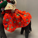 Navajo Fabric Horse with Woman and Children, authentic Native American   (WHC13)