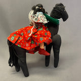 Navajo Fabric Horse with Woman and Children, authentic Native American   (WHC13)