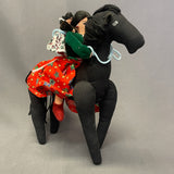 Navajo Fabric Horse with Woman and Children, authentic Native American   (WHC13)
