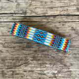 Native American Barrette made with Blue and Multicolored Beads (RK234)