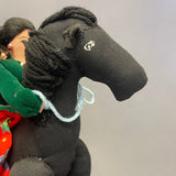 Navajo Fabric Horse with Woman and Children, authentic Native American   (WHC13)