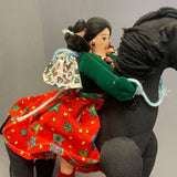 Navajo Fabric Horse with Woman and Children, authentic Native American   (WHC13)