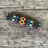 Vintage Green and Multicolored Beaded Native American Barrette (RK233)