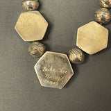 Mike Chee, Navajo Sterling Silver Beaded Necklace with Hexagonal Shadowbox Pendants and Turquoise, vintage   (SP5)