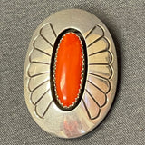 Gene and Martha Jackson, Navajo Sterling Silver Shadowbox Earrings with Coral, Clip-on    (SP108)