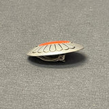Gene and Martha Jackson, Navajo Sterling Silver Shadowbox Earrings with Coral, Clip-on    (SP108)