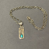 Peter Nelson, Navajo Sterling Silver Overlay and Turquoise Pendant with Rug Pattern Design,    (SM4)