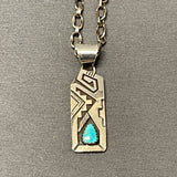 Peter Nelson, Navajo Sterling Silver Overlay and Turquoise Pendant with Rug Pattern Design,    (SM4)