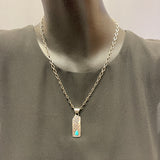 Peter Nelson, Navajo Sterling Silver Overlay and Turquoise Pendant with Rug Pattern Design,    (SM4)