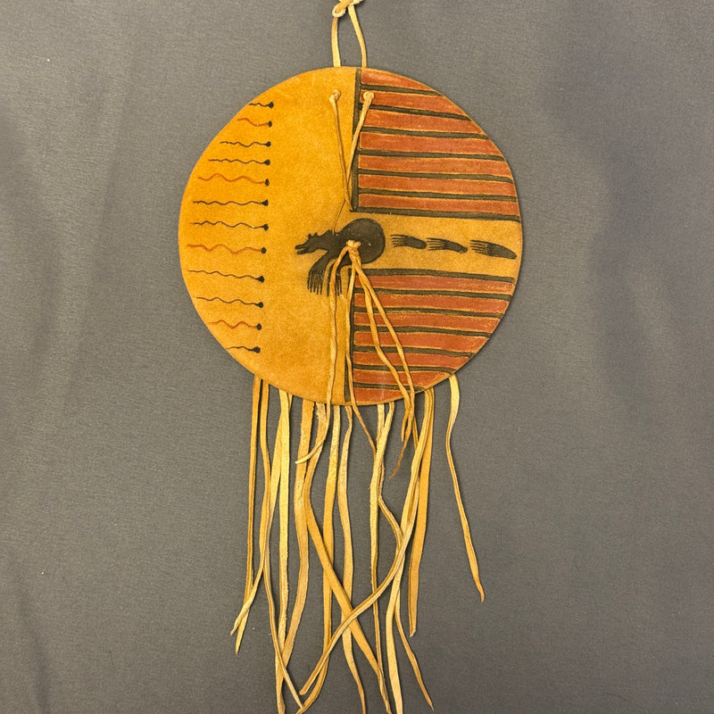 Small Lakota Bear-Design Shield, vintage - Michael Many Horses, Santee Sioux, adopted  (RS154)