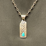 Peter Nelson, Navajo Sterling Silver Overlay and Turquoise Pendant with Rug Pattern Design,    (SM4)