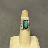 Authentic Vintage Navajo Shadowbox Overlay Ring with Turquoise - size 4 3/4   (SM14)