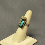 Authentic Vintage Navajo Shadowbox Overlay Ring with Turquoise - size 4 3/4   (SM14)