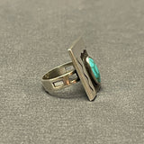 Authentic Vintage Navajo Shadowbox Overlay Ring with Turquoise - size 4 3/4   (SM14)