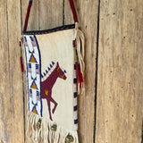 Authentic Lakota Sioux beaded bag with horse design by Diana Miller, Rosebud Sioux signed. ca. 1996 (GM230)