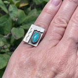 Authentic Vintage Navajo Shadowbox Overlay Ring with Turquoise - size 4 3/4   (SM14)