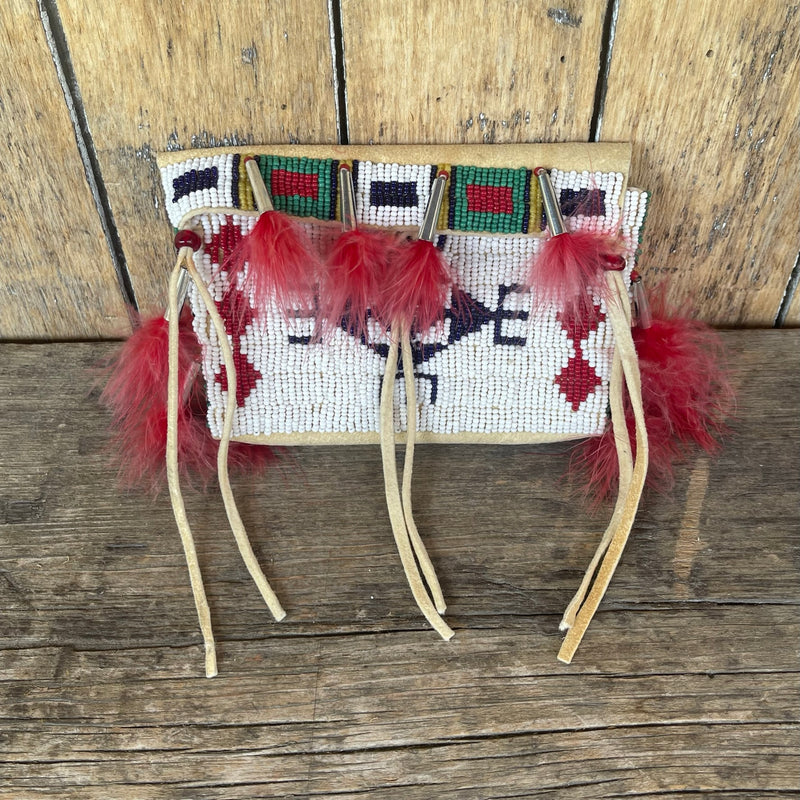 Charles Chief Eagle, Lakota mini tipi beaded bag. Made in 1992 and signed by the artist (GM212)