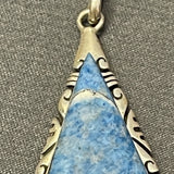 Authentic Navajo Sterling Silver and Denim Lapis Pendant on Denim Lapis Beaded Necklace, vintage Native American   (SP13)