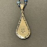 Authentic Navajo Sterling Silver and Denim Lapis Pendant on Denim Lapis Beaded Necklace, vintage Native American   (SP13)