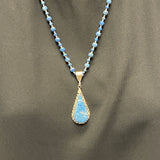 Authentic Navajo Sterling Silver and Denim Lapis Pendant on Denim Lapis Beaded Necklace, vintage Native American   (SP13)