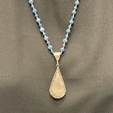 Authentic Navajo Sterling Silver and Denim Lapis Pendant on Denim Lapis Beaded Necklace, vintage Native American   (SP13)