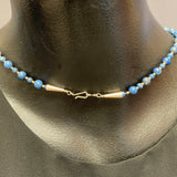 Authentic Navajo Sterling Silver and Denim Lapis Pendant on Denim Lapis Beaded Necklace, vintage Native American   (SP13)