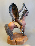 War Chief - warrior on a horse sculpture by Raymond Chee, Navajo/Hopi (RS216)