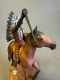 War Chief - warrior on a horse sculpture by Raymond Chee, Navajo/Hopi (RS216)