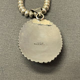 Suzie James, Navajo Sterling Silver and Onyx Pendant on Silver Beaded Necklace, vintage Native American   (SP11)