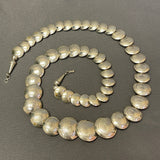 Large Handmade Navajo Sterling Silver Polished Disk Necklace, authentic Native American   (SP6)