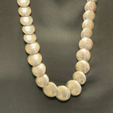 Large Handmade Navajo Sterling Silver Polished Disk Necklace, authentic Native American   (SP6)