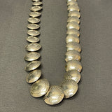 Large Handmade Navajo Sterling Silver Polished Disk Necklace, authentic Native American   (SP6)