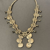 Vintage Navajo Squash Blossom Necklace with Turquoise Stones, authentic Native American  (SP2)