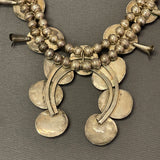 Vintage Navajo Squash Blossom Necklace with Turquoise Stones, authentic Native American  (SP2)