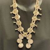 Vintage Navajo Squash Blossom Necklace with Turquoise Stones, authentic Native American  (SP2)