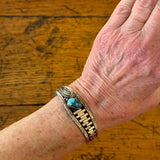 Royce "Eagle Boy" Kohlmeyer, Jemez Pueblo Sterling Silver Cuff with Turquoise, vintage  Native American   (5/168)