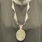 Tammy Nelson, Navajo Overlay Necklace with Maze Design and Turquoise Stones, vintage Native American   (SP8)