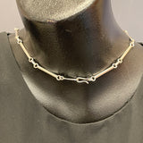 Tammy Nelson, Navajo Overlay Necklace with Maze Design and Turquoise Stones, vintage Native American   (SP8)