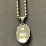 Suzie James, Navajo Sterling Silver and Onyx Pendant on Silver Beaded Necklace, vintage Native American   (SP11)