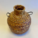 Navajo Pitch-Covered Water Jar with Woven Horsehair Handles by Iris Chief (SSB2)