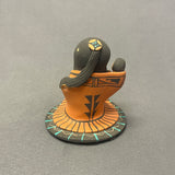 Lucero Gachupin, Jemez Pueblo Clay Storyteller Sculpture with Two Children, authentic Native American   (WHC61)