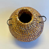 Navajo Pitch-Covered Water Jar with Woven Horsehair Handles by Iris Chief (SSB2)