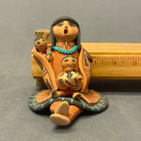 Lucero Gachupin, Jemez Pueblo Clay Storyteller Sculpture with Two Children, authentic Native American   (WHC61)