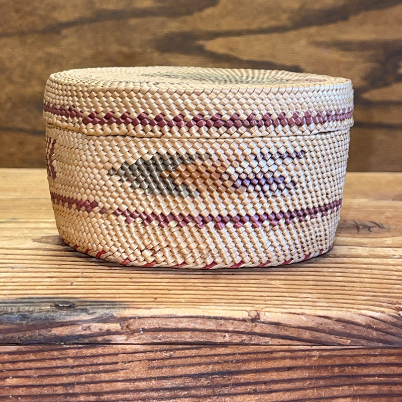 Antique Makah Lidded Trinket Basket, ca. 1920  (SSB3)