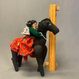 Navajo Fabric Horse with Woman and Children, authentic Native American   (WHC13)