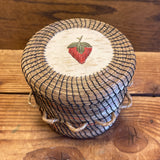 Vintage Chippewa Lidded Basket with Quilled Strawberry Design by Adeline Noack (SSB5)