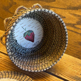 Vintage Chippewa Lidded Basket with Quilled Strawberry Design by Adeline Noack (SSB5)